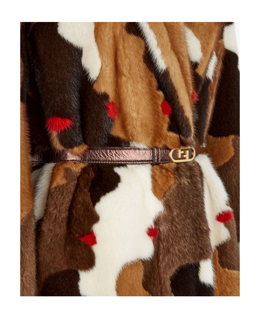 Fendi Multicolour Mink Coat In Multi