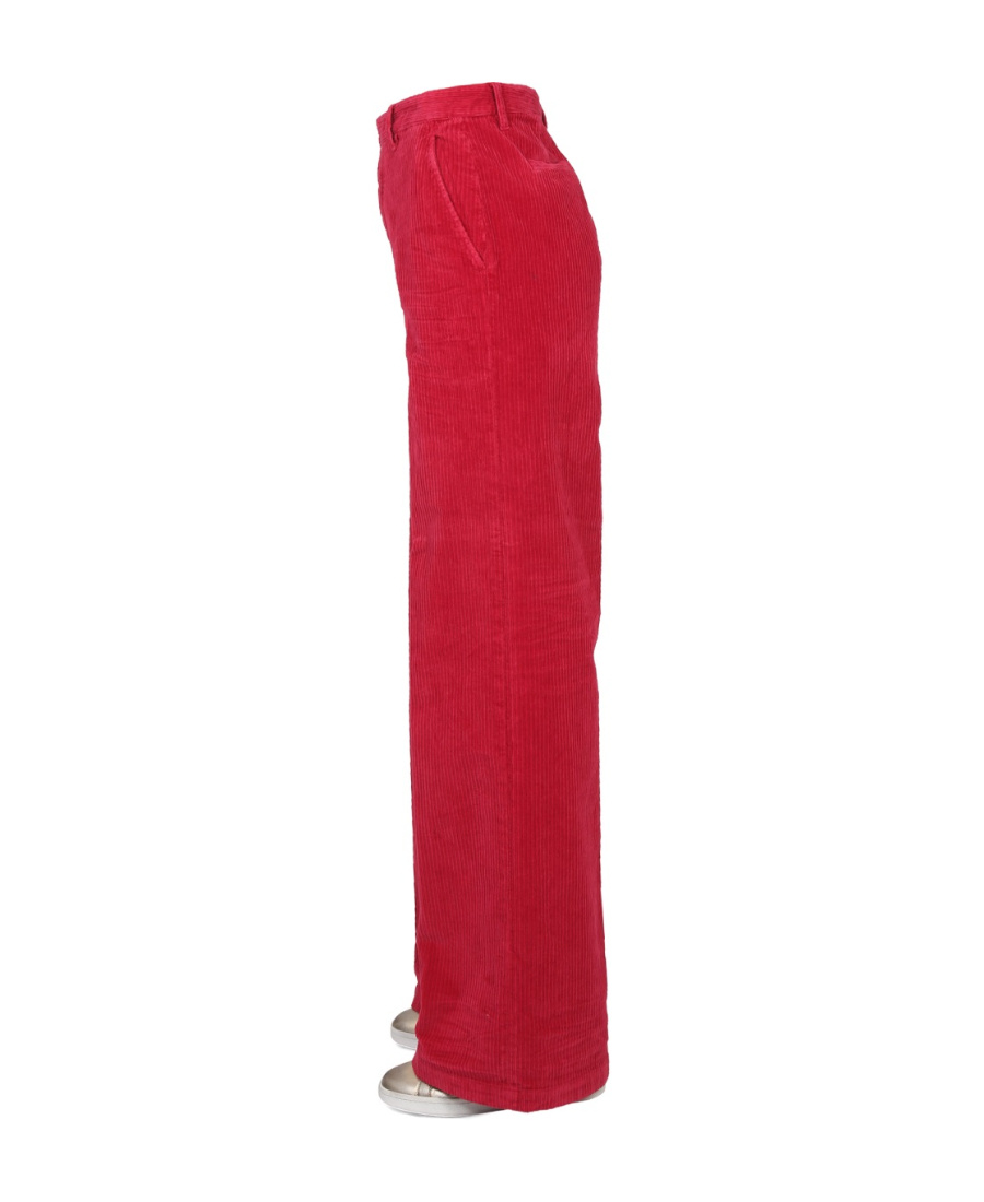 Dsquared2 Wide Leg Corduroy Trousers With High Waist In Red