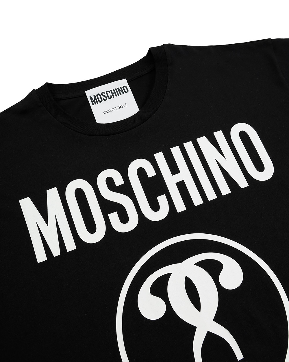 Moschino Question Mark Logo Printed T-shirt In Black