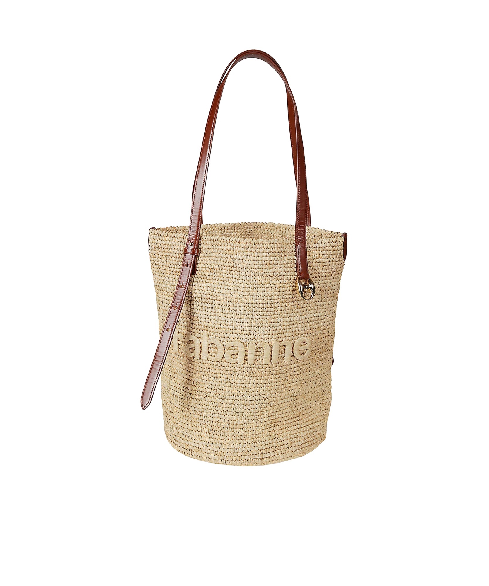 Rabanne Logo-embroidered Raffia Tote Bag In Nude