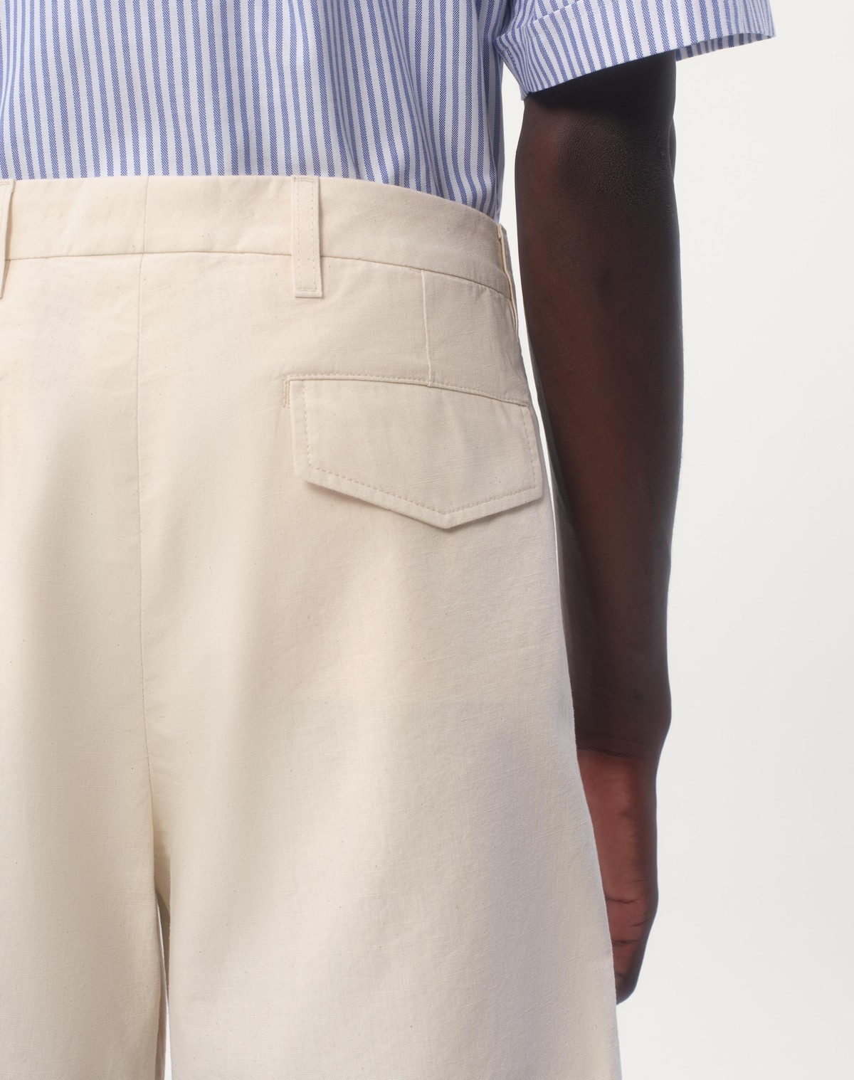 Valentino Ecru Cotton And Linen Bermuda Shorts In White