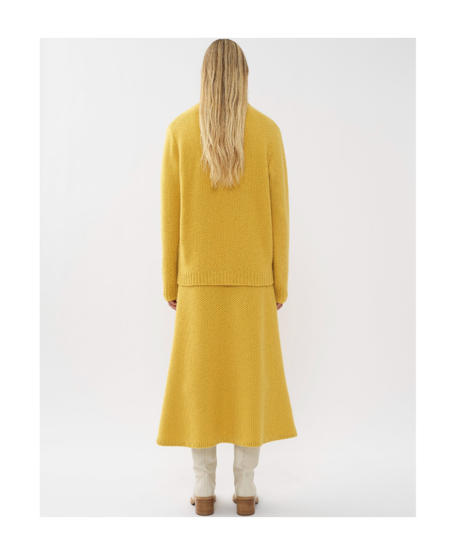 Chloé Cashmere Knitted High Waist Skirt In Yellow