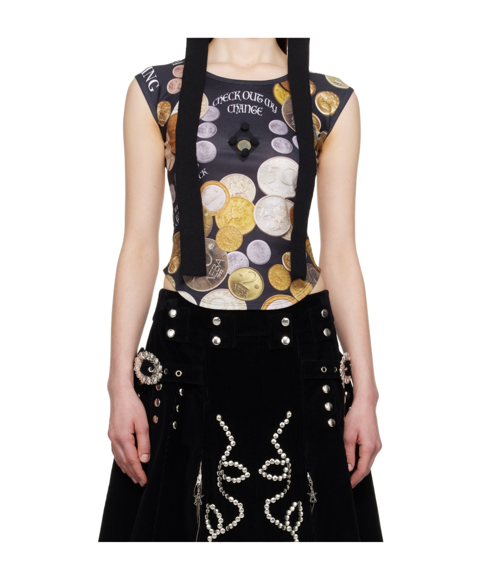 Chopova Lowena Black Angelica Coin Short Sleeve Top In Black