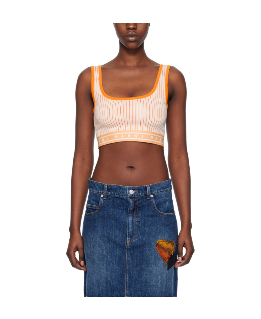Marni Short Striped Vest In White