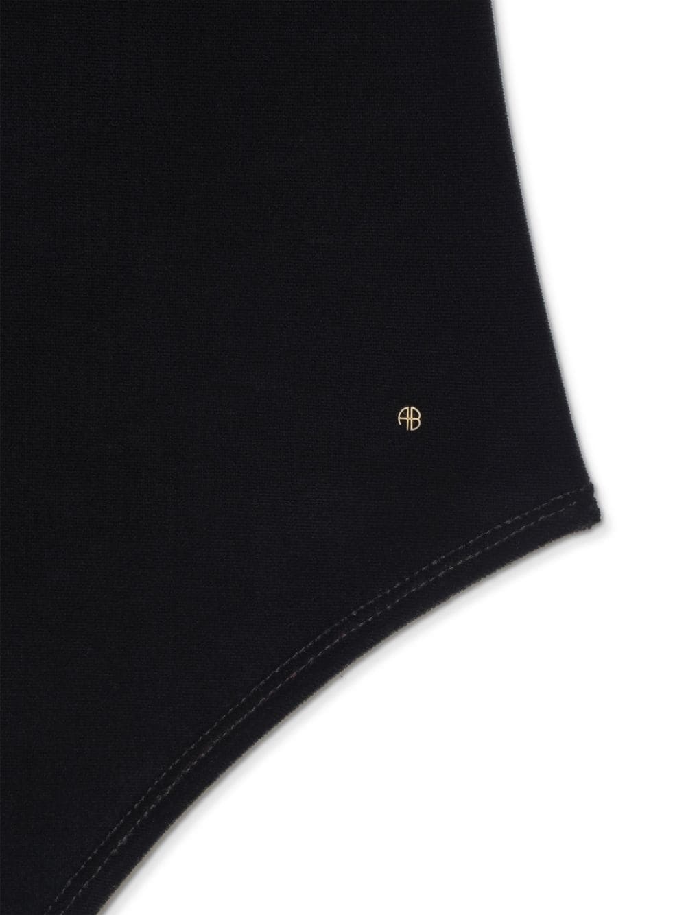 ANINE BING LOGO-PLAQUE VELVET BODYSUIT