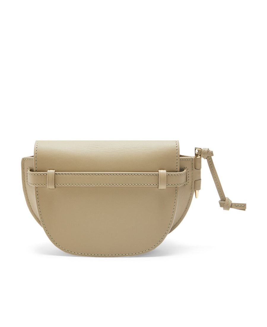 Shop Loewe Mini Gate Dual Bag In Soft Calfskin And Jacquard In Nude
