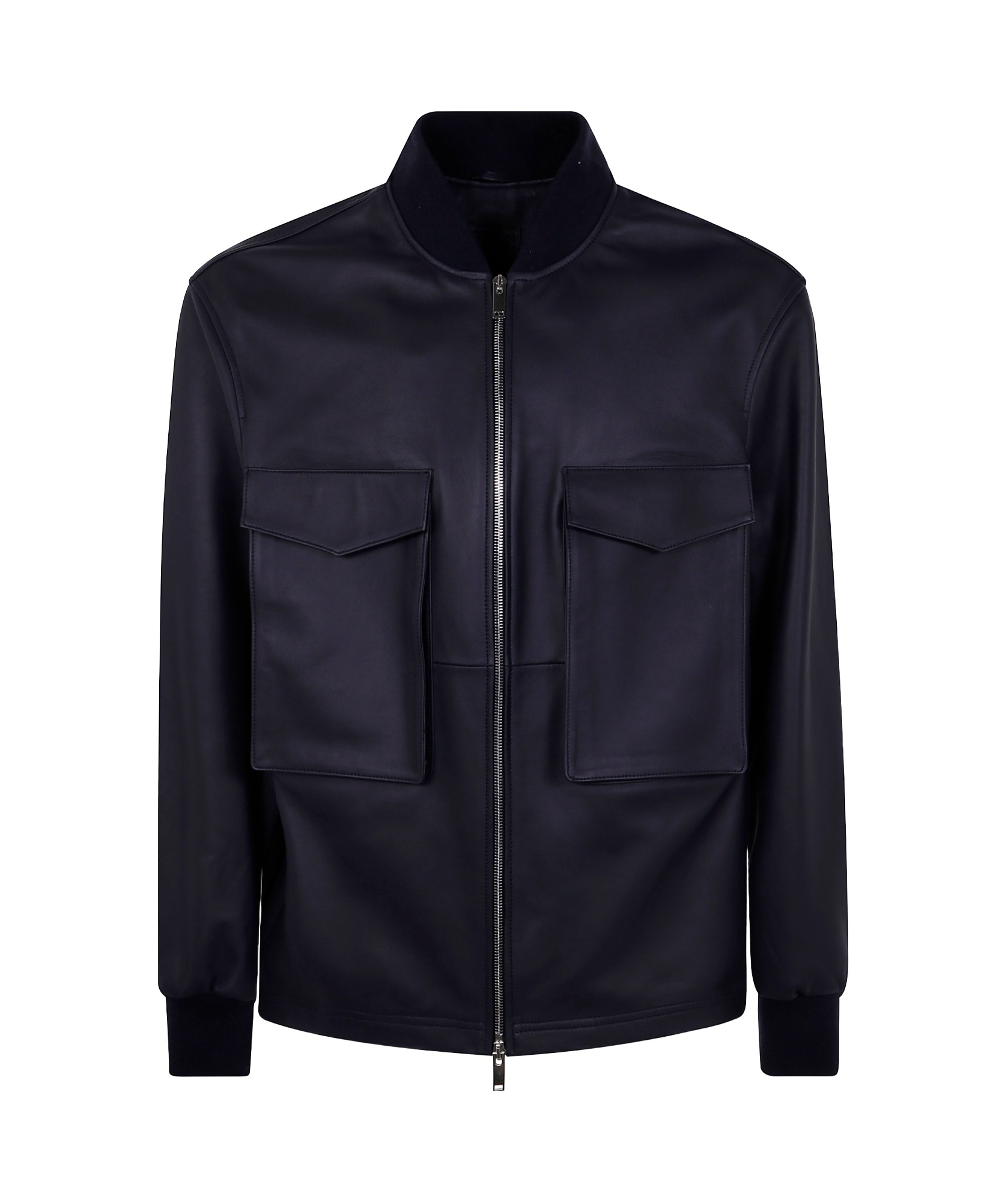 Desa 1972 Leather Patch Pocket Bomber Jacket In Black