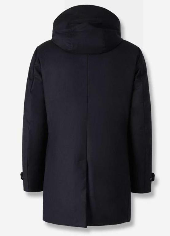 Moorer High-collar Long Cashmere Coat In Blue