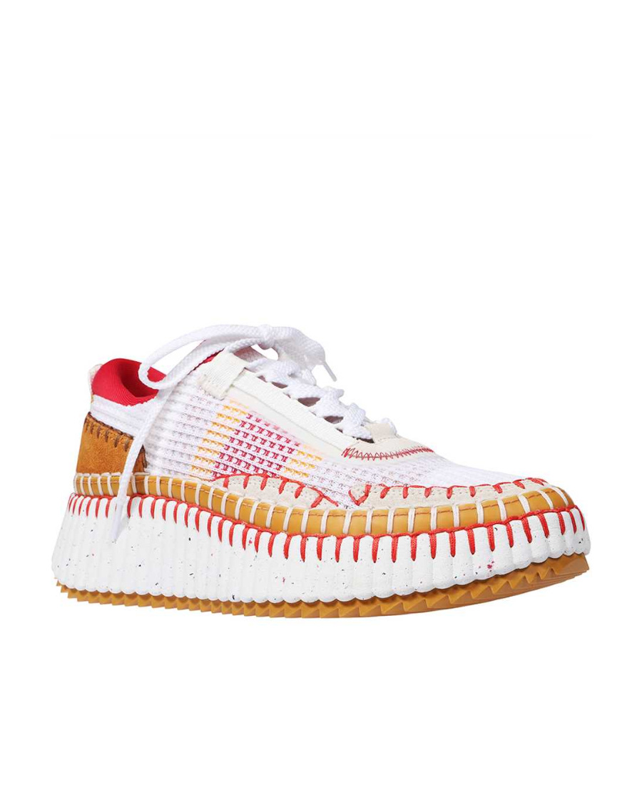Chloé Nama Stitch Walking Sneakers In White