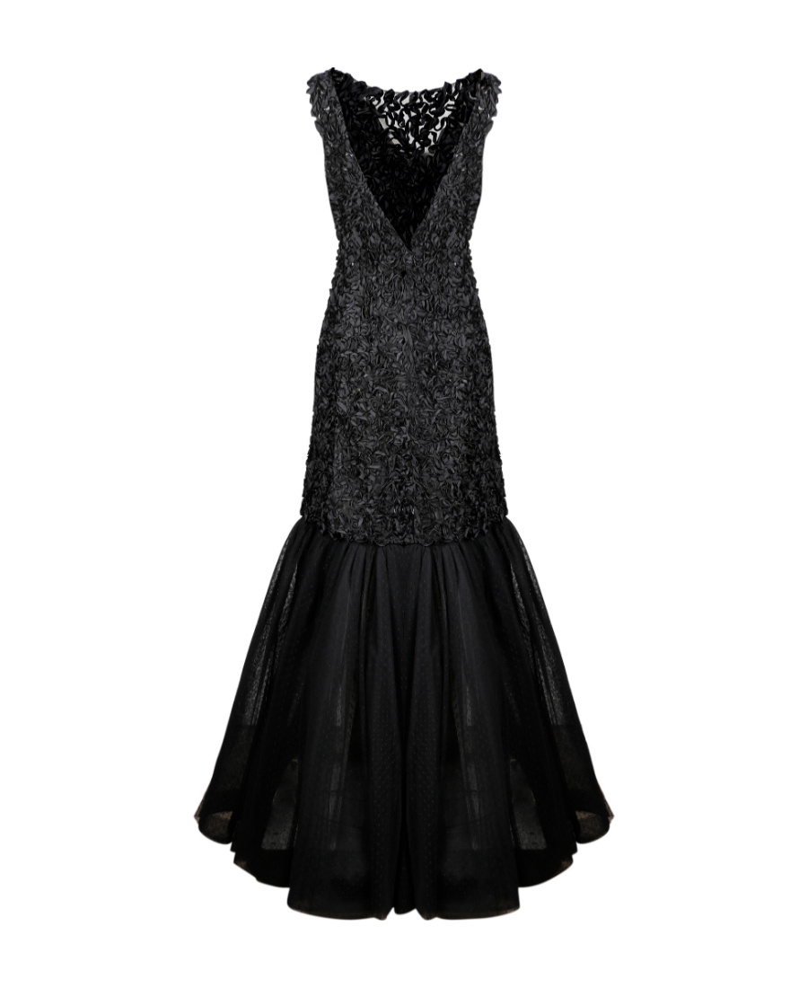 Shop Alberta Ferretti Ruffled Gown In Black