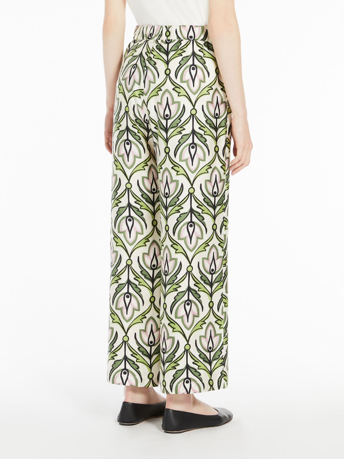 Weekend Max Mara Eusebio Trousers In Printed Silk Twill In White