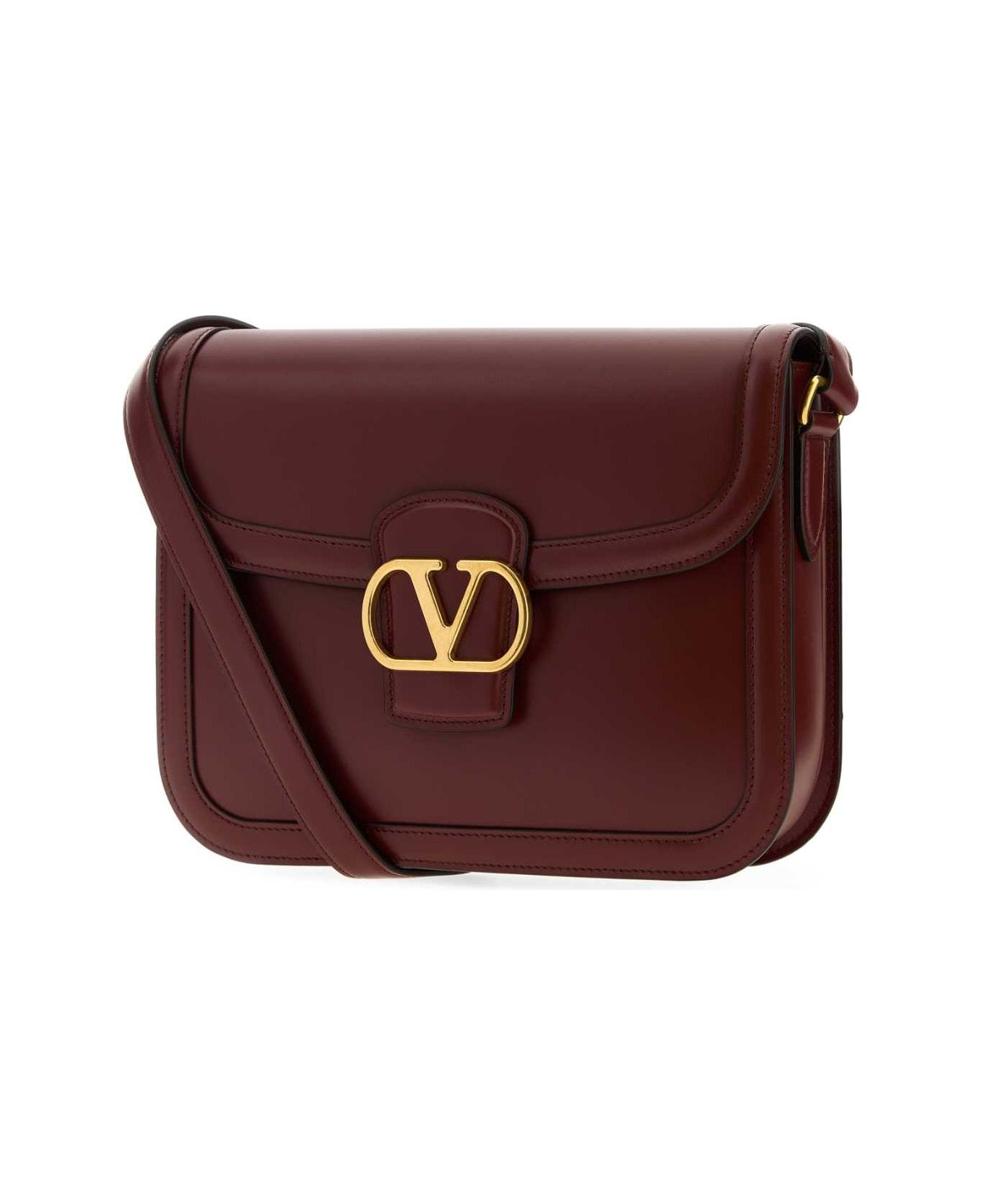 Valentino Womens Brick Ruby 9to5 Small Leather Shoulder Bag In Burgundy