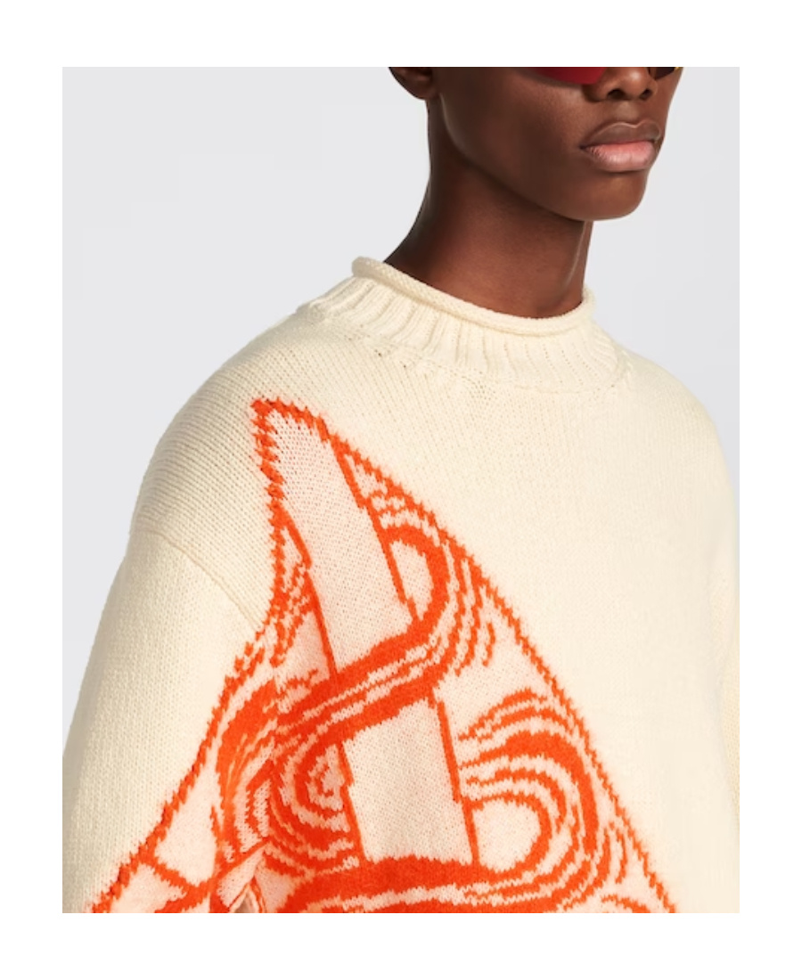 Dior Logo Pattern Jacquard Sweater In Nude