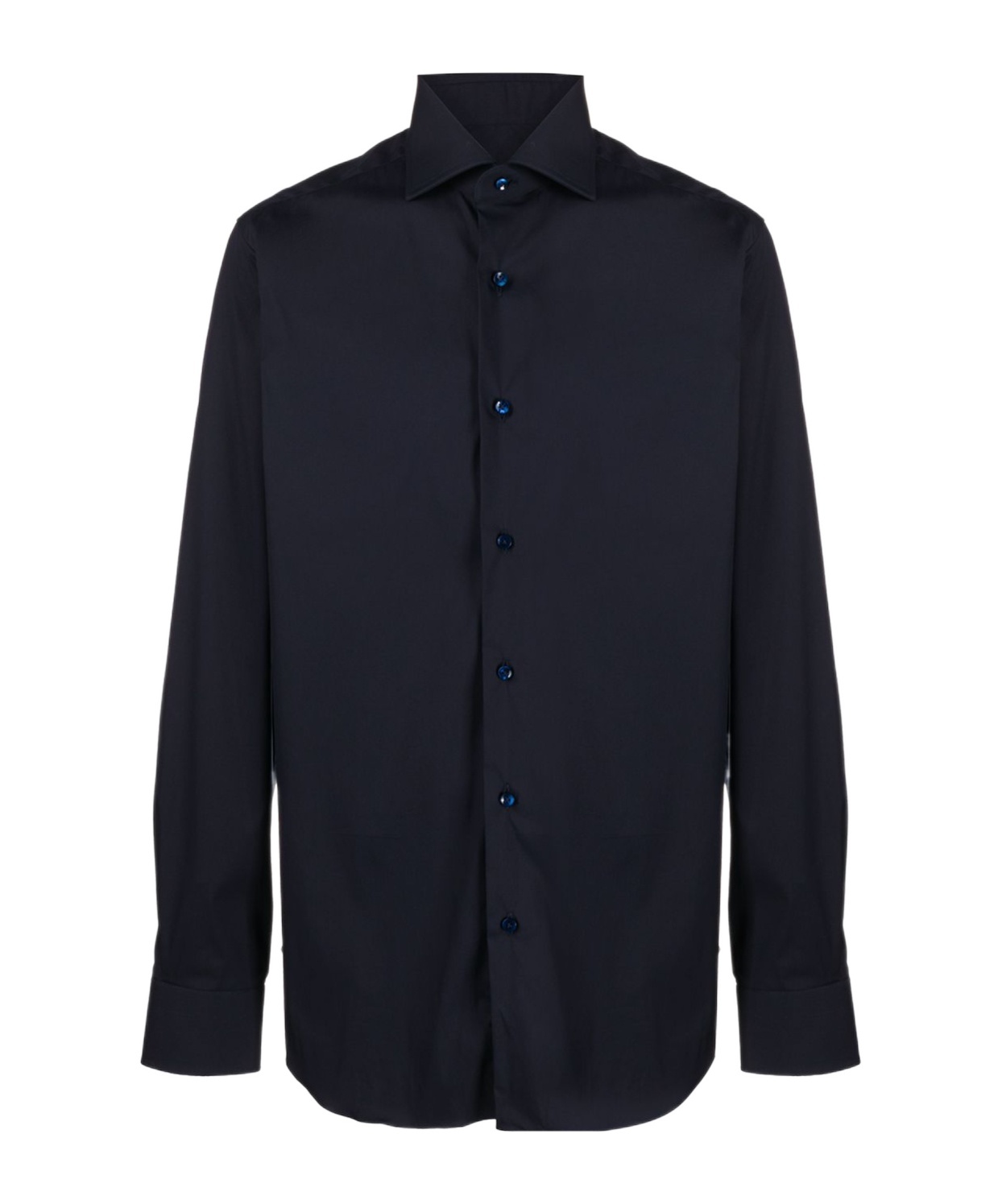 Barba Napoli Plain Button Shirt In Blue