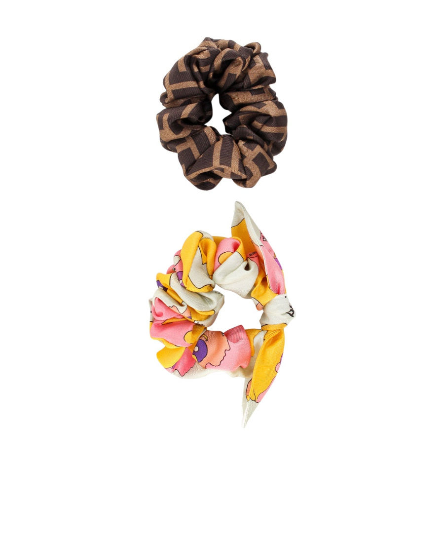 Fendi Set Of Two Silk Hair Scrunchies In Multicolor