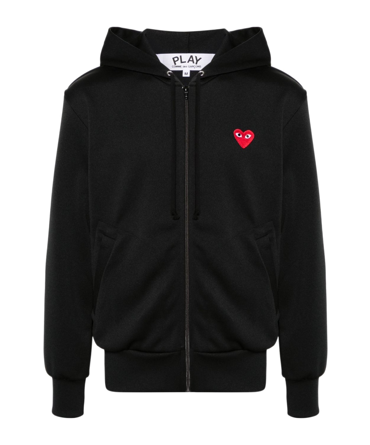 Comme Des Garçons Comme Des Garcons Logo Zipped Cotton Hoodie In Black