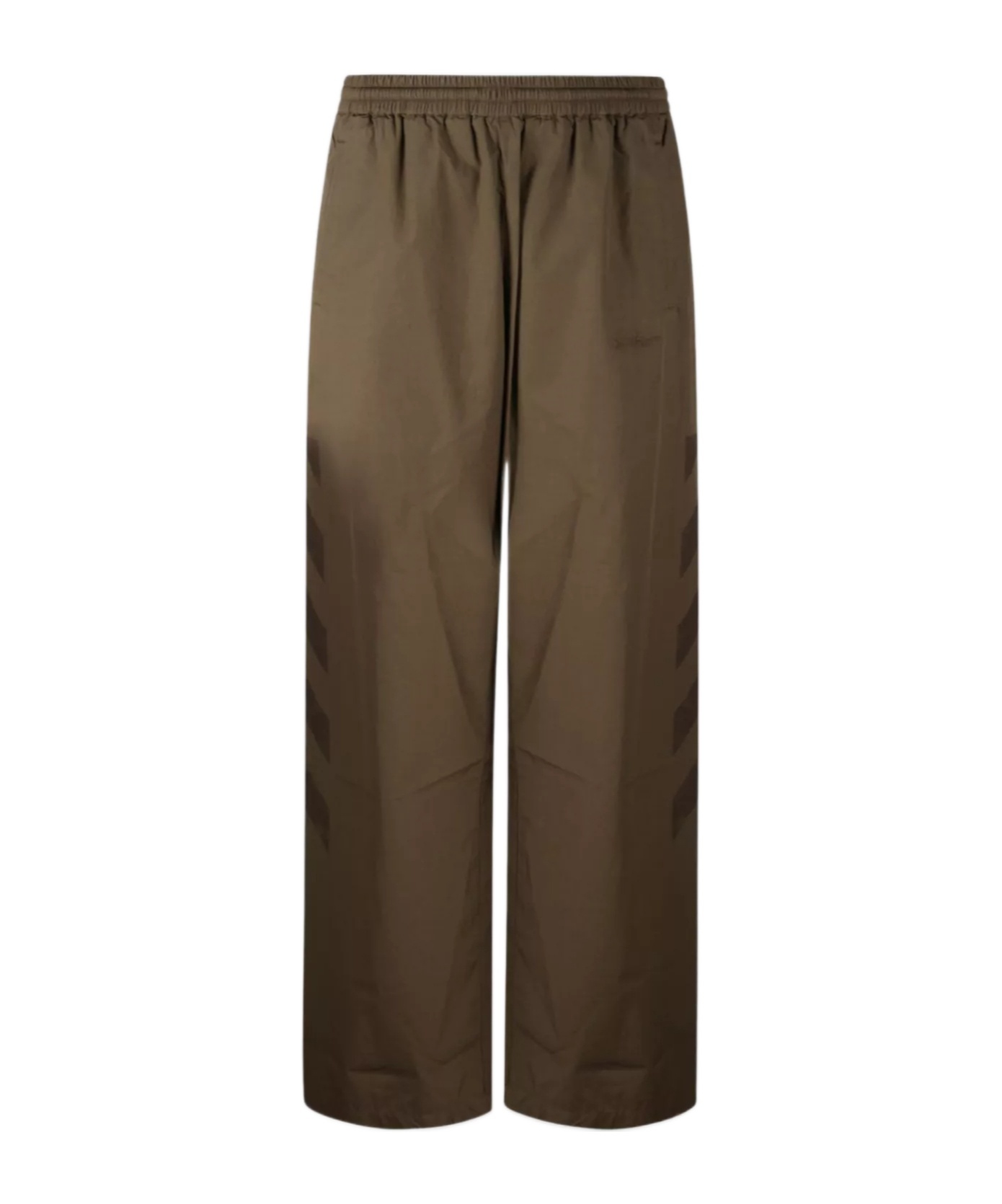 Off-white Straight Trousers Featuring Elastic Waistband In Brown