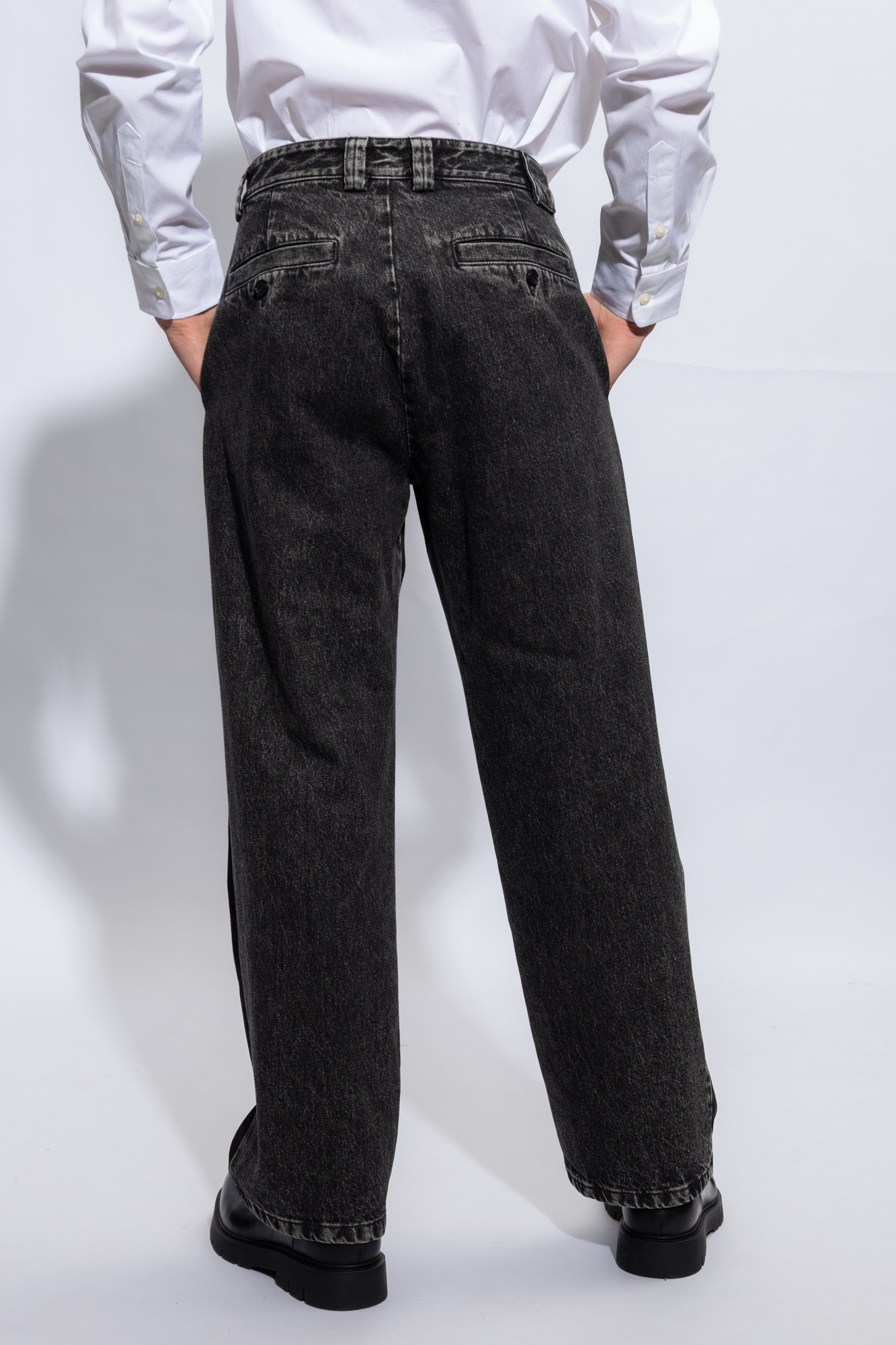 Diesel P-wire Denim Panelled Trousers In Black