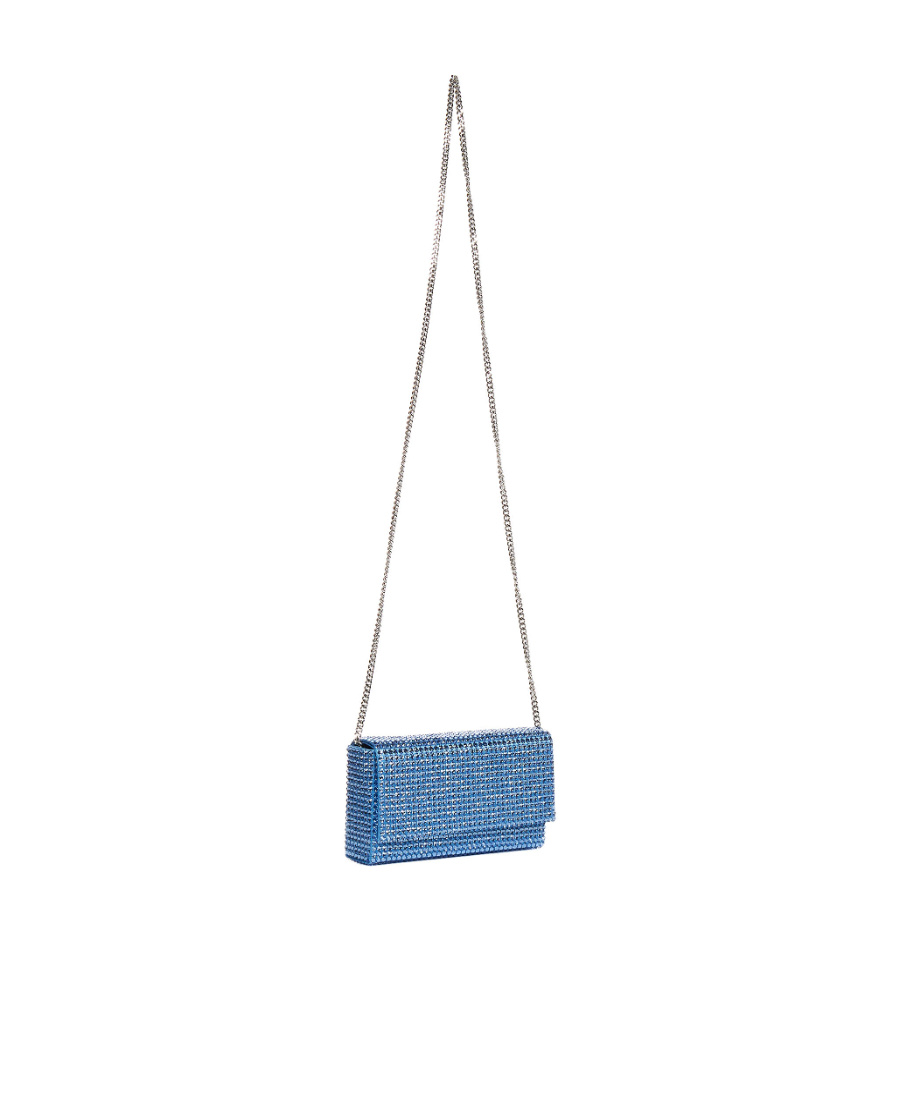 Amina Muaddi Crystal Decorated Shoulder Bag In Blue