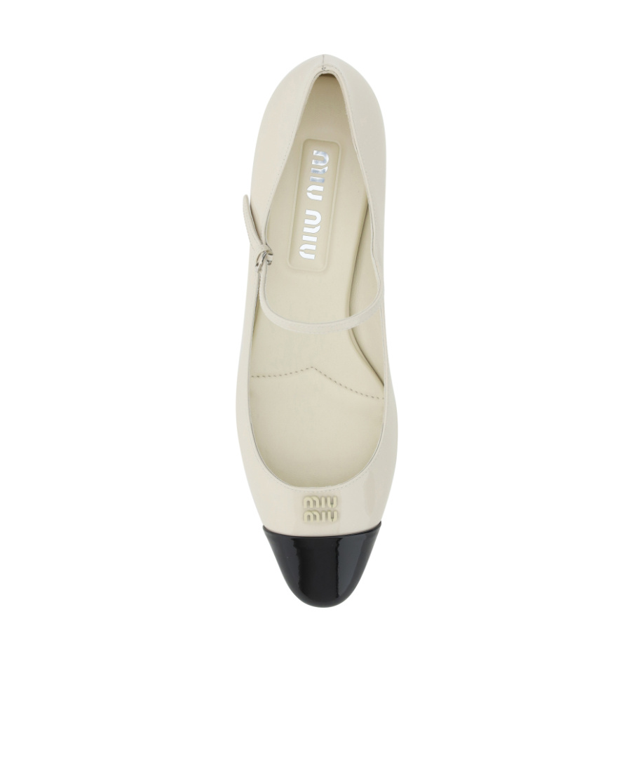 Miu Miu 40mm Patent-leather Ballerina Shoes In White