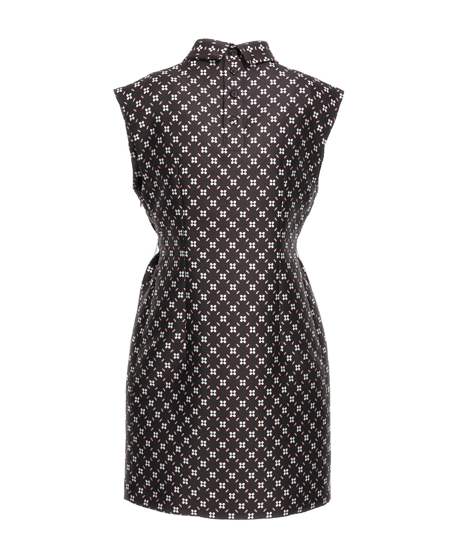 Lanvin Floral-print Satin Minidress In Black