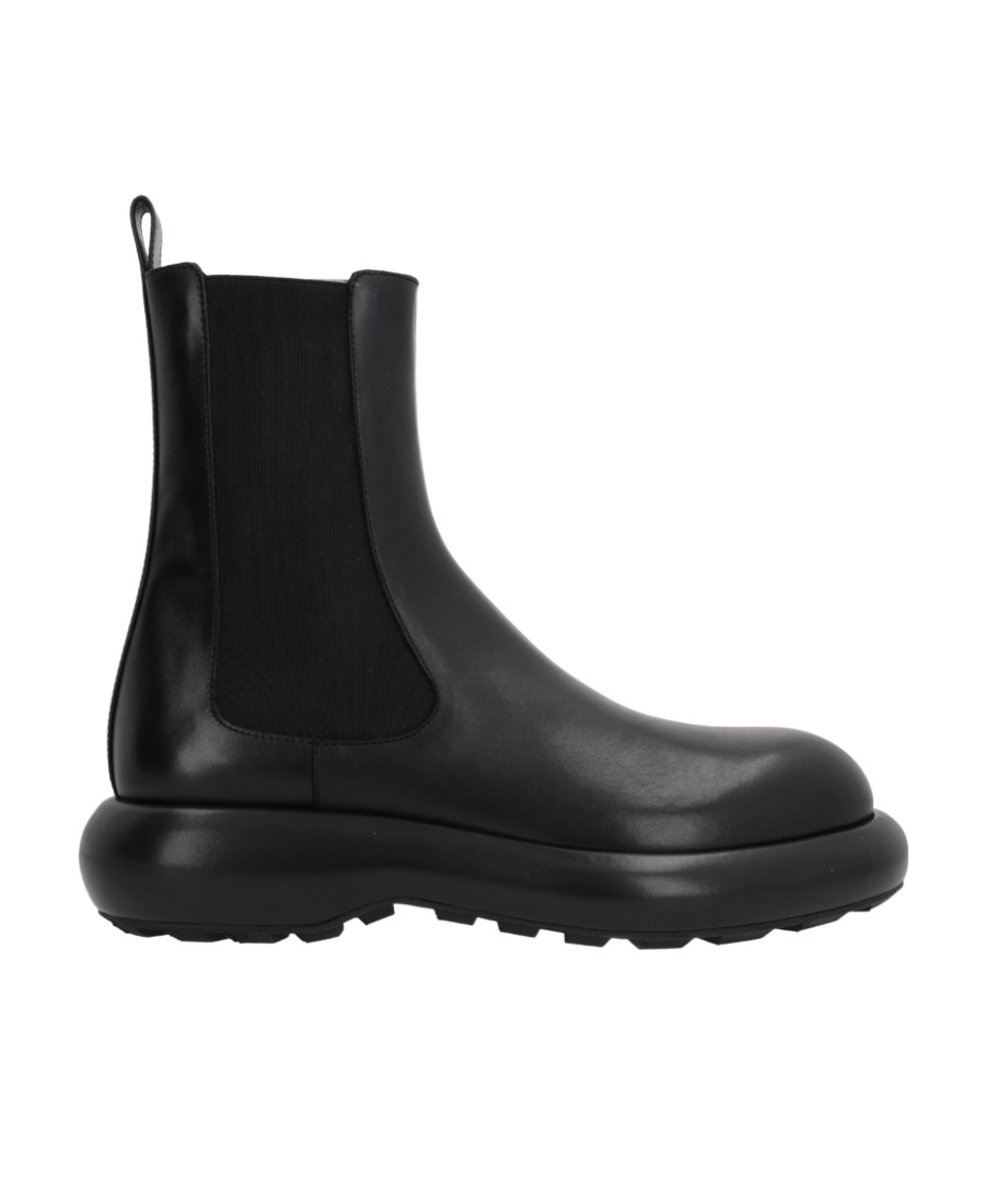 Jil Sander Black Black Leather Chelsea Boots In Black