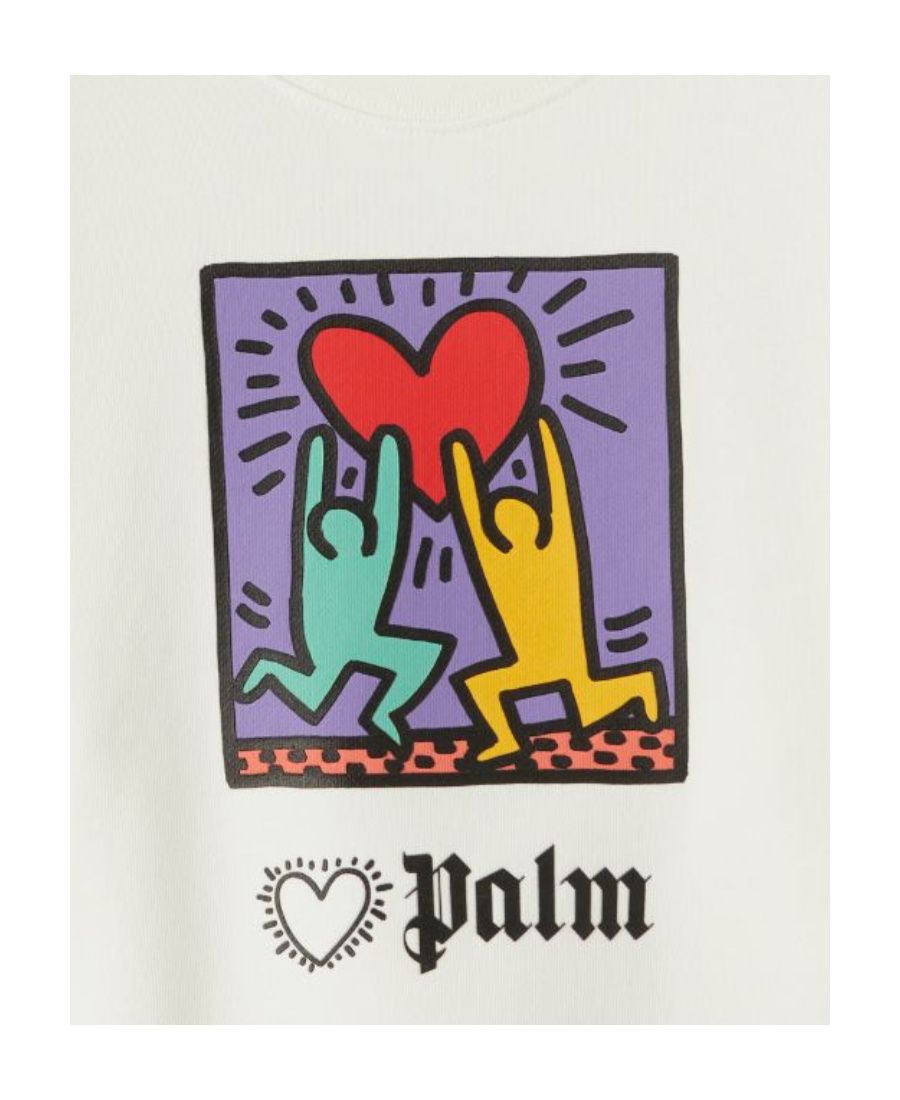 Palm Angels Kids X Keith Haring Logo Printed Sweatshirt In White