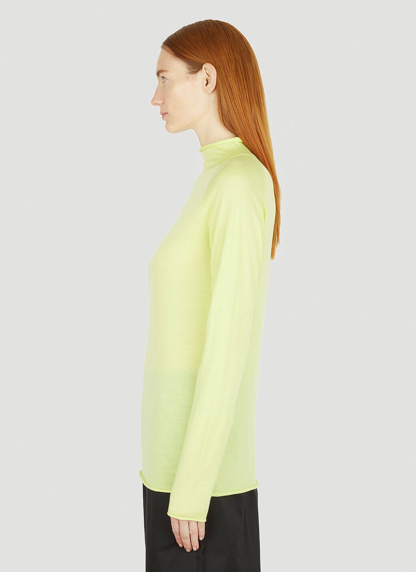 Shop Studio Nicholson Long-sleeved Knitted Sweater In Yellow