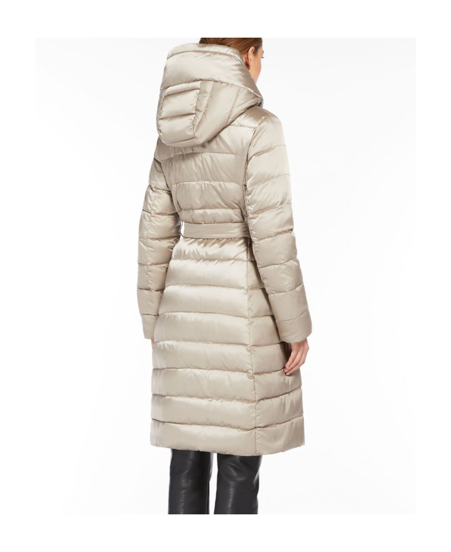 Max Mara Double-sided Waterproof Satin Down Jacket In Gray