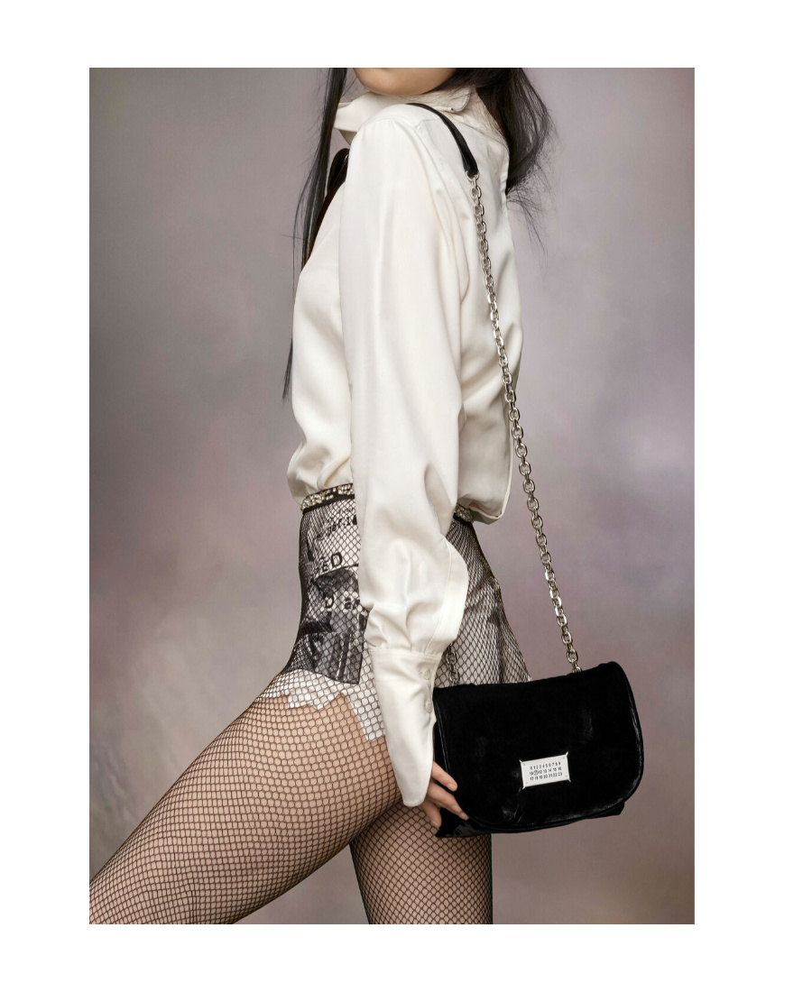 Maison Margiela Glam Slam Velvet Crossbody Bag In Black