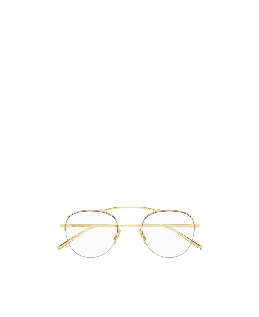 Saint Laurent Logo-engraved Round-frame Glasses In Gray