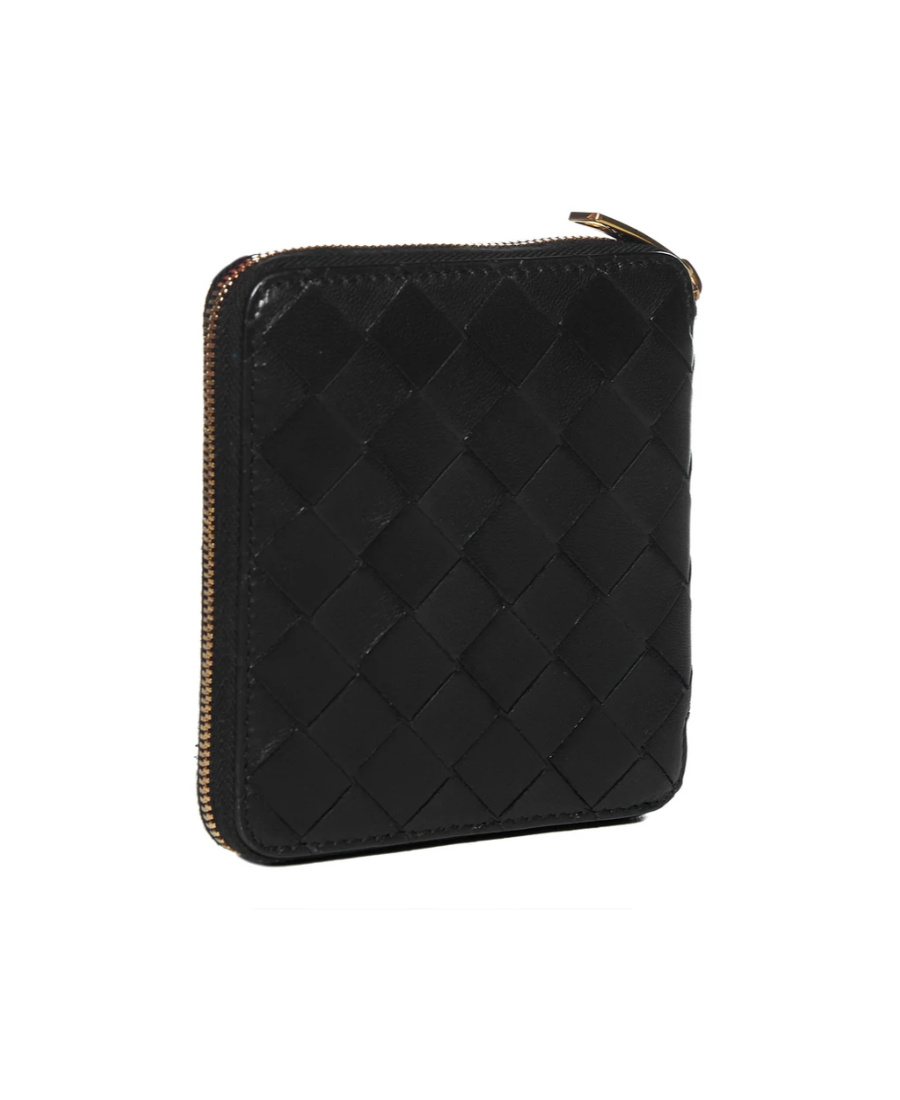 Bottega Veneta Intrecciato Leather Purse In Black