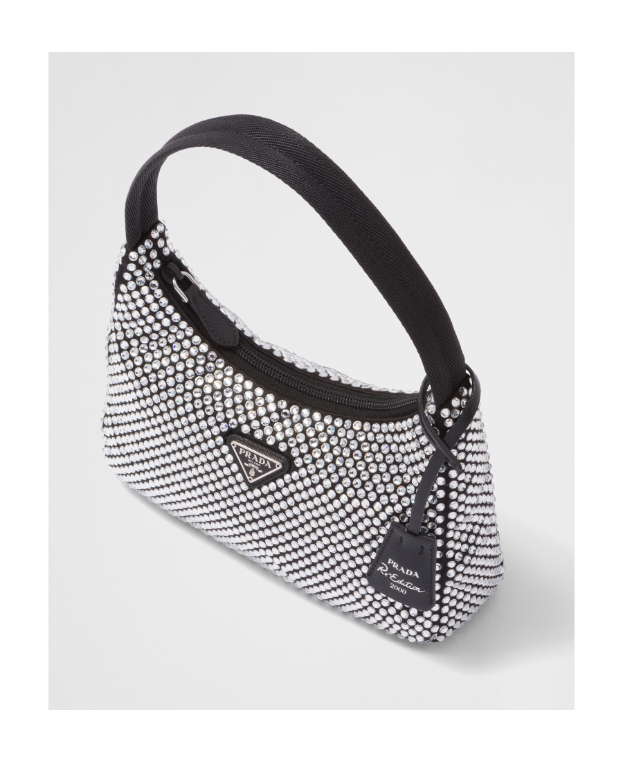 Prada Satin Mini-bag With Crystals In White
