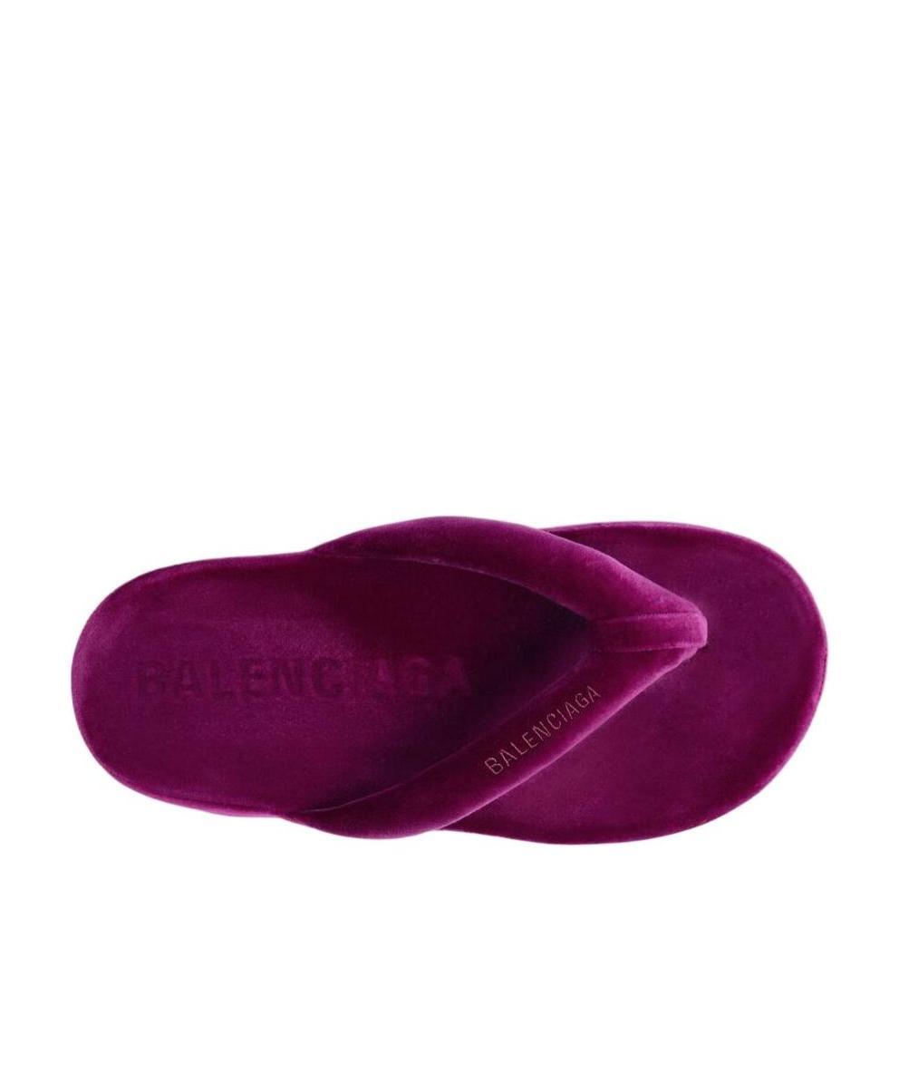Balenciaga Jet Lag Stretch Velvet Platform Thong Sandals In Purple