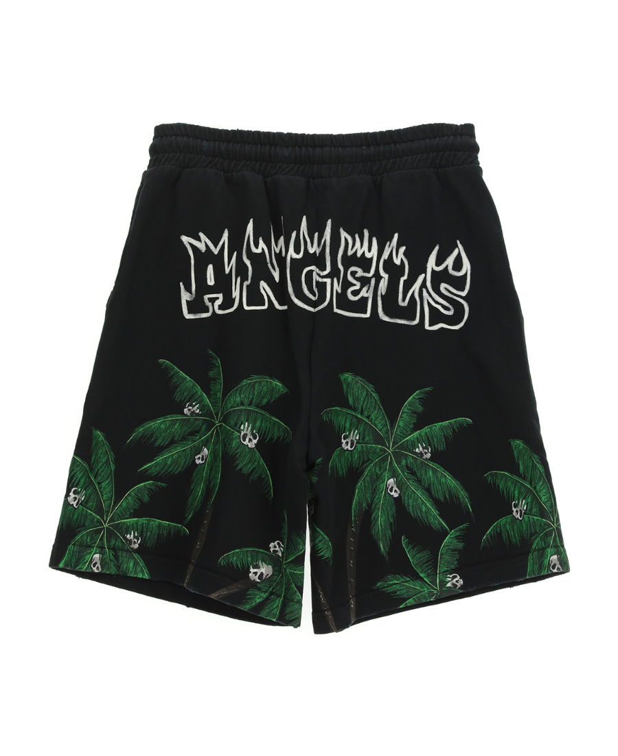 Palm Angels Palm Print Track Shorts In Black