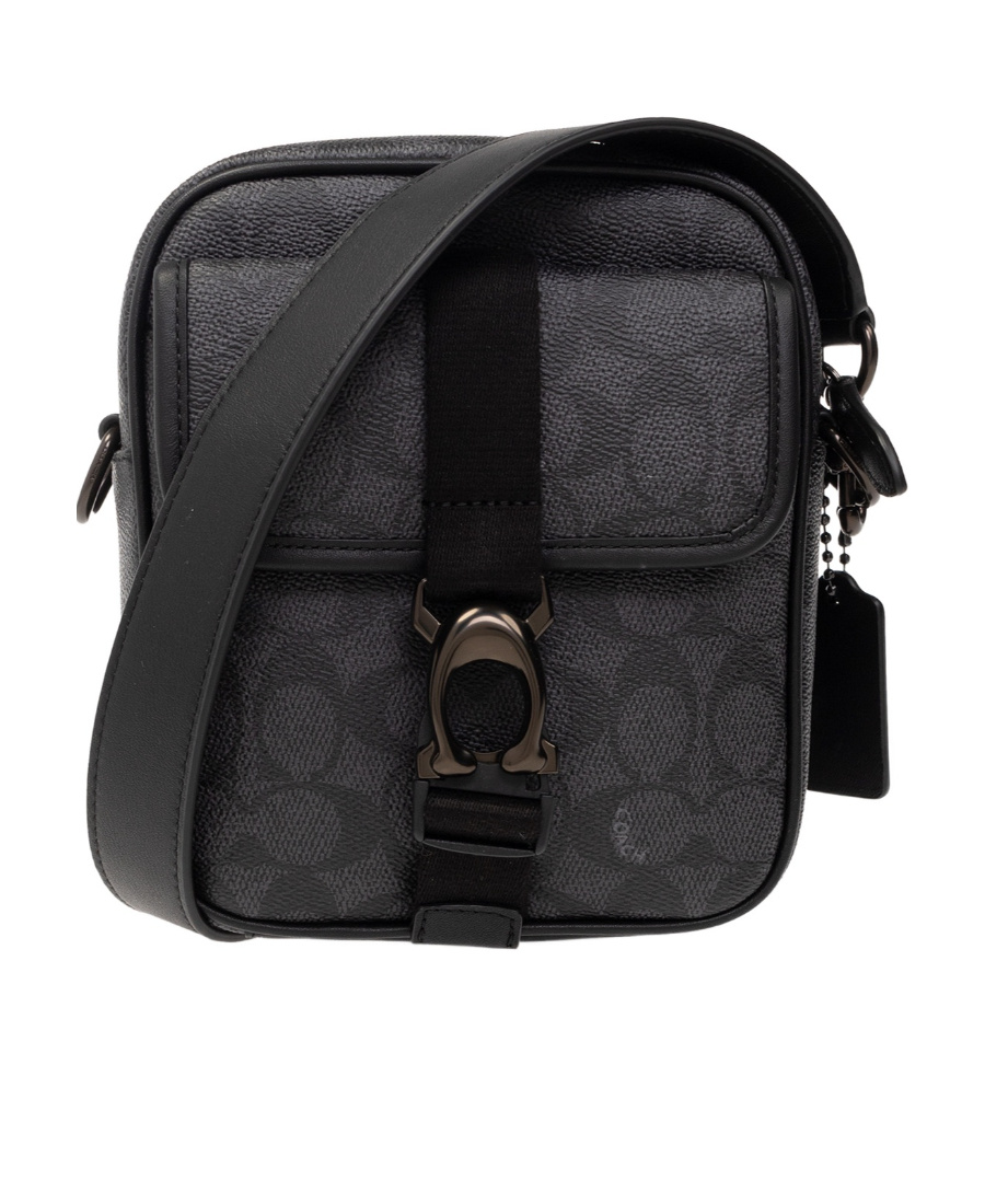 Coach Coated-canvas Messenger Bag In Black
