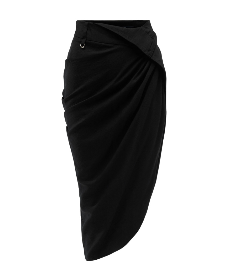 Shop Jacquemus La Jupe Saudade Draped Skirt In Black