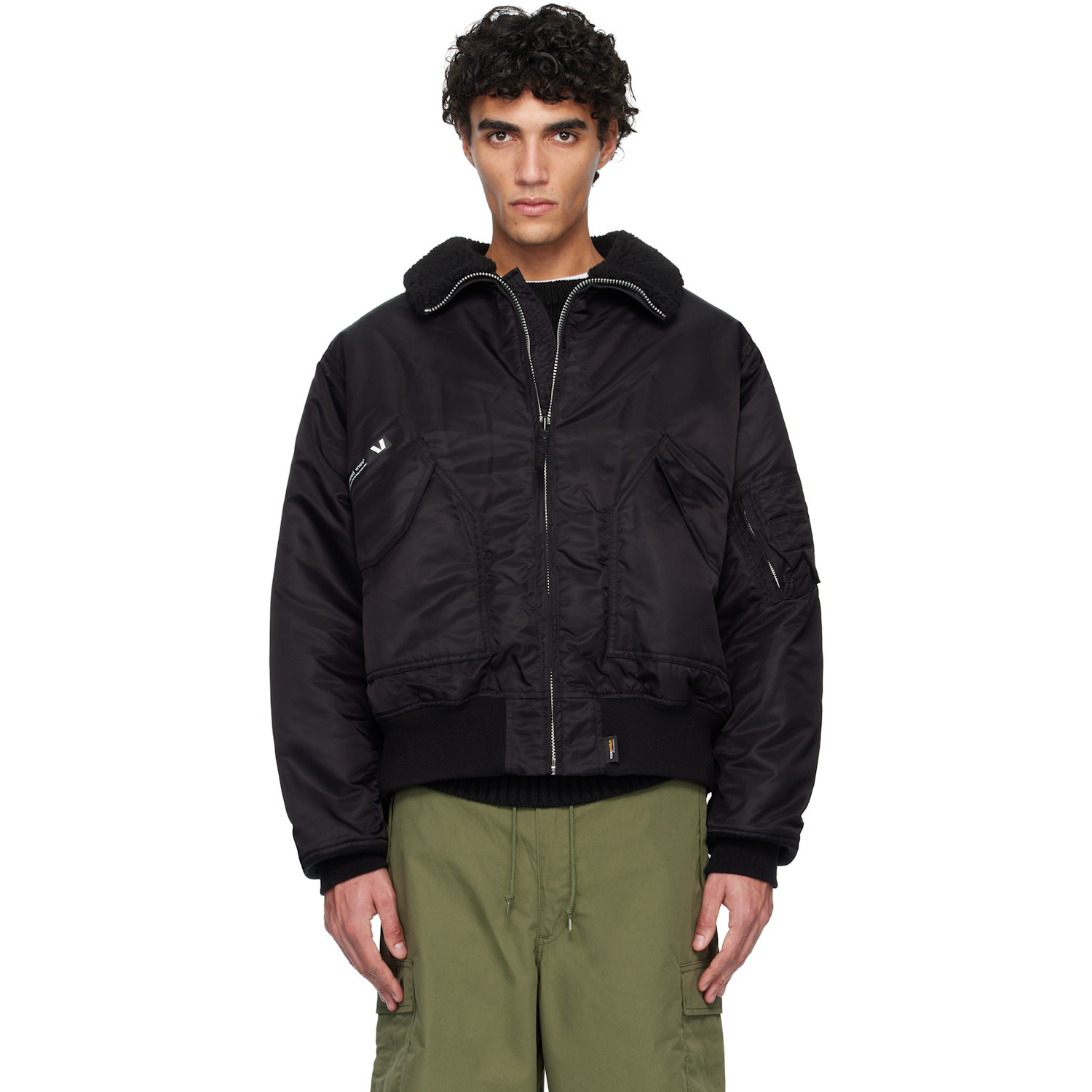 Wtaps Black Drab Es Bomber Jacket In Black