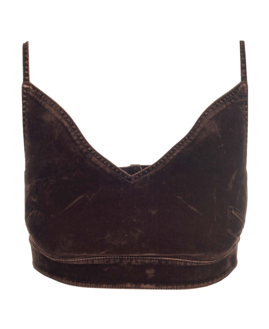Loewe Velvet Denim Strappy Top In Brown
