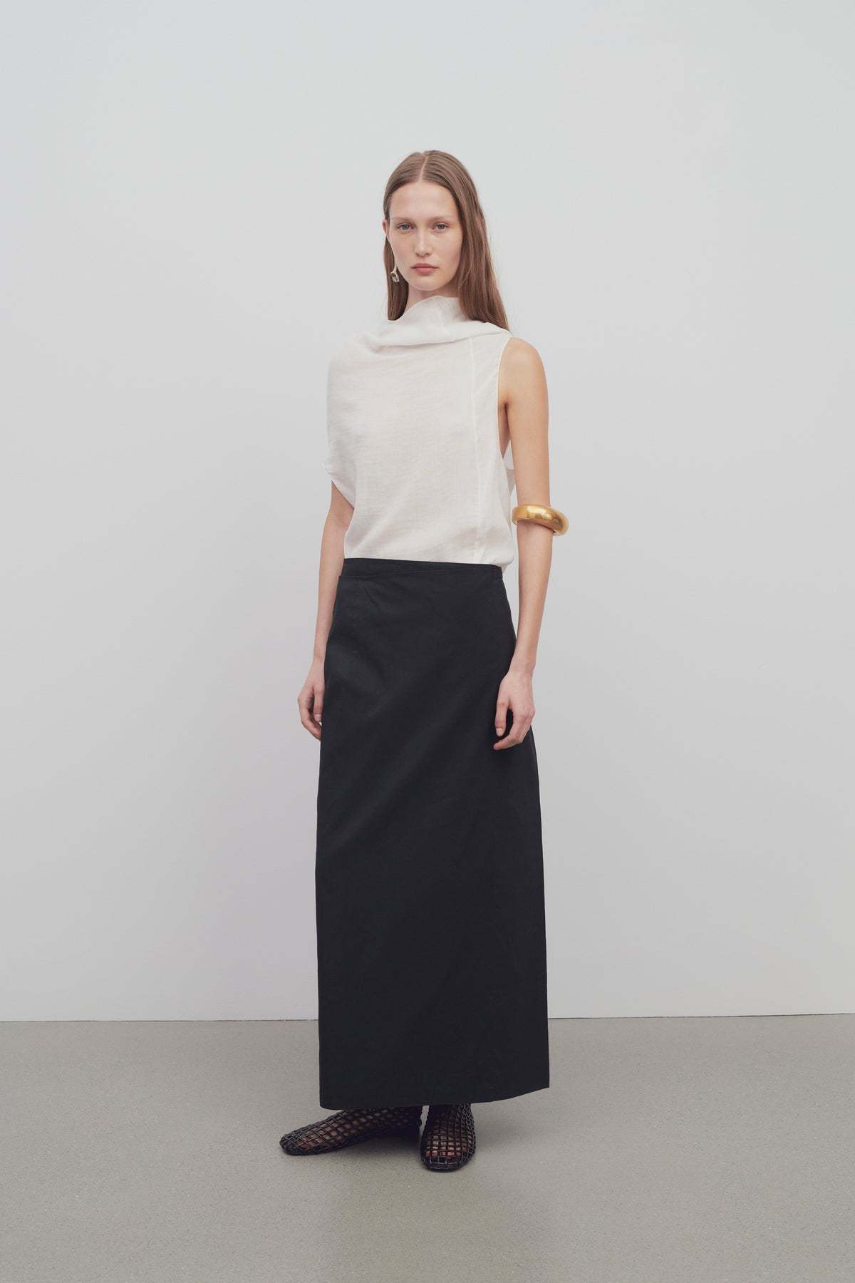The Row Kavi Skirt Calf-length High-waisted Maxi Length In Black