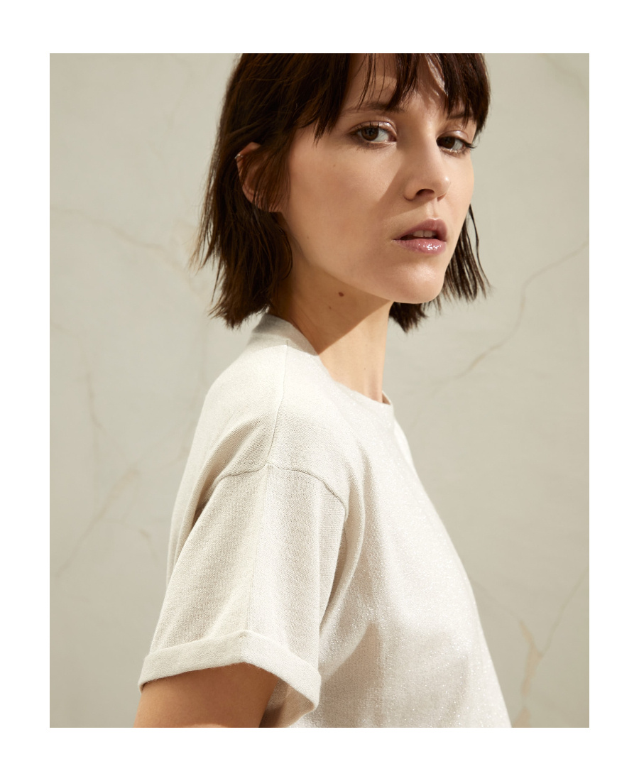 Brunello Cucinelli Short Sleeves Round-neck In White