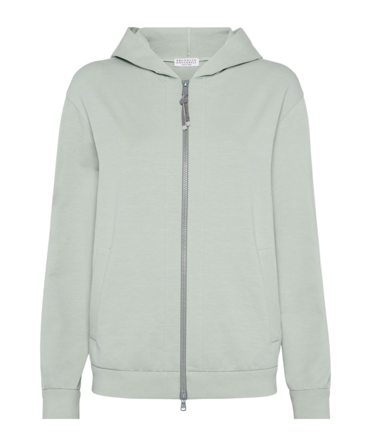 Brunello Cucinelli Lightweight French Terry Zip-up Hoodie In Green