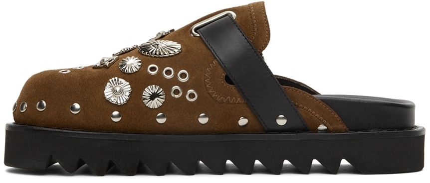 Toga Virilis Ssense Exclusive Tan Eyelet Metal Sabot Loafers In Black