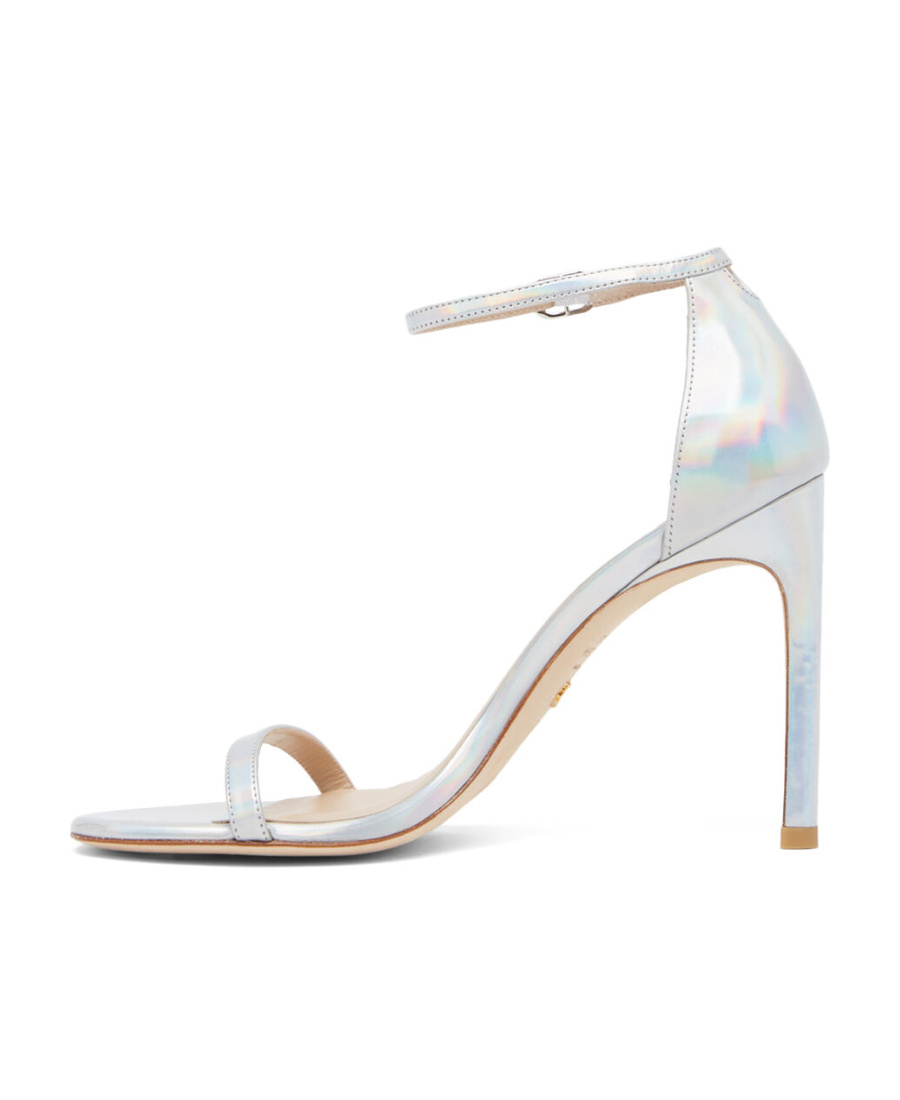 Stuart Weitzman Metallic-effect 100mm Sandals In White