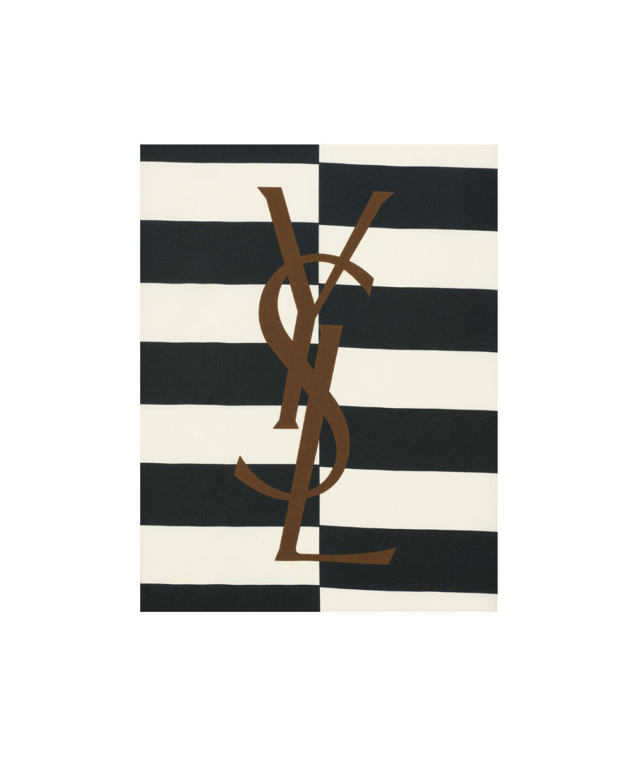 Saint Laurent Fringed Edges Silk Scarf For Men In Multicolor