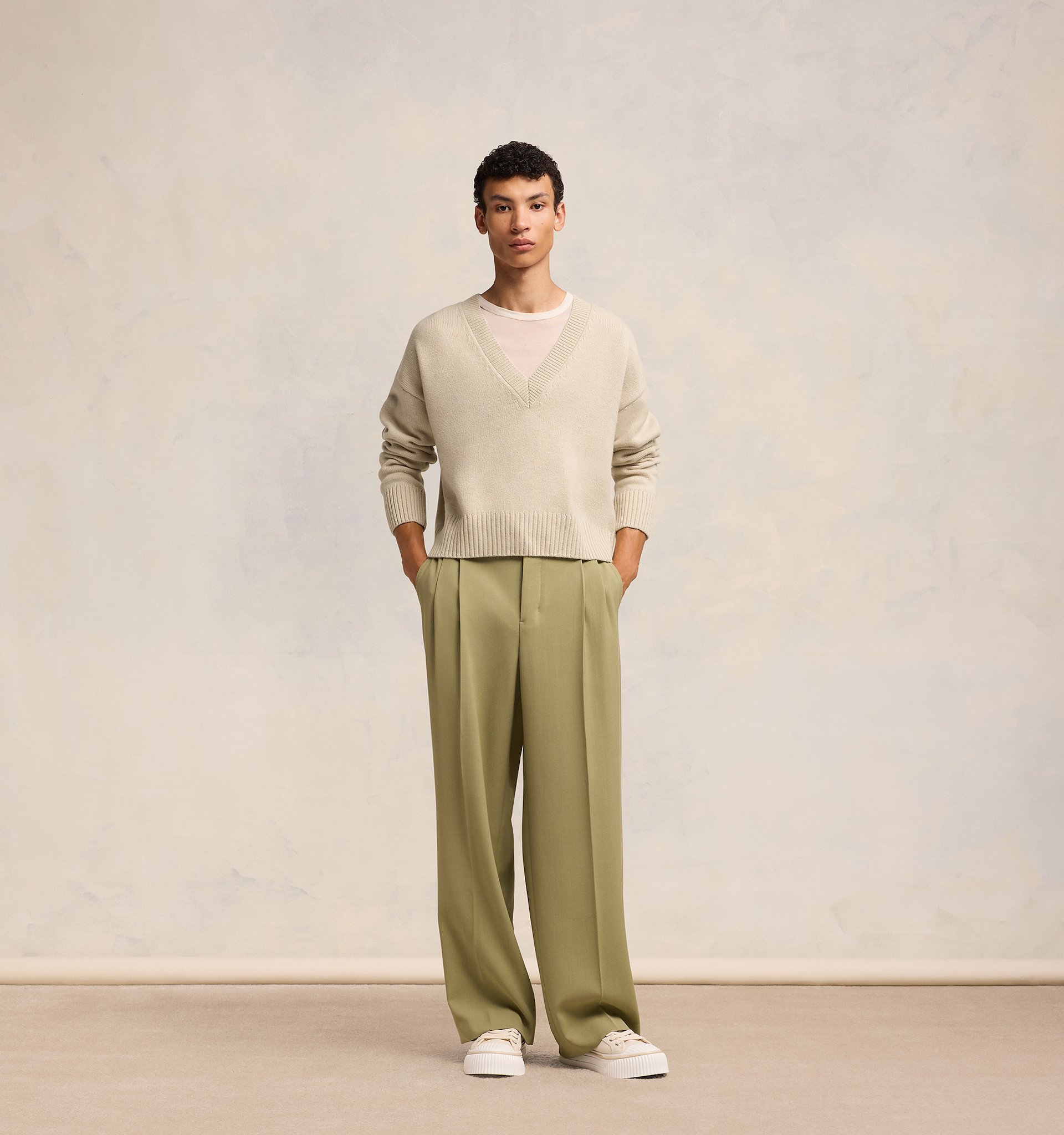 Ami Alexandre Mattiussi Ivory Wool Blend Sweater In Nude