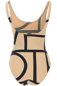 Shop Totême Logo-print Swimsuit In Nude