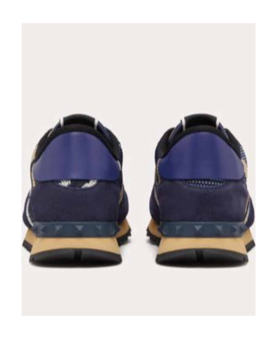 Valentino Camouflage Rockrunner Low-top Sneakers In Ocean Color