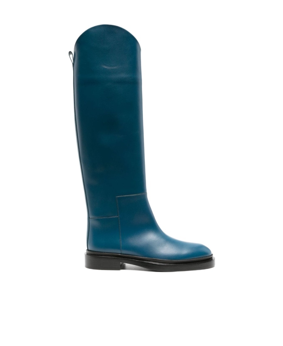Jil Sander Almond-toe Knee-length Boots In Blue