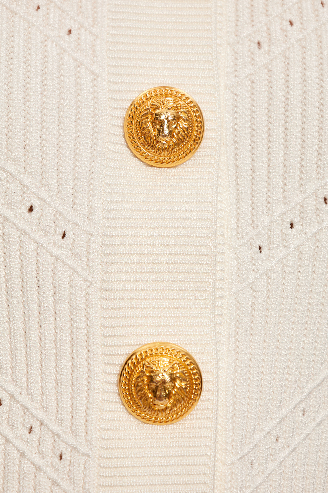 Balmain Buttoned-embellished Crewneck Cardigan In White